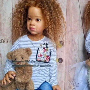 46 Zoll dunkle Haut unvollendet bemalt Reborn Puppe Kit mit verwurzelten Haaren Zum Selbermachen Teil - Bild 1 von 5