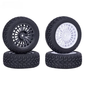 1/10 RC Rally Car Wheels Rubber Tire Set For Tamiya TT01 TT02 TT01E XV0 DF03 HPI - Picture 1 of 8