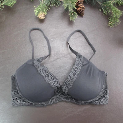 Natori Bra 34D Gray Lace Padded Underwire Adjustable Clasp Back - Imagem 1 de 4