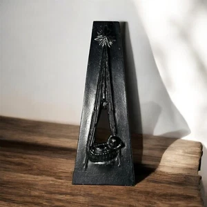 Vintage Austrian Brass Plaque Little Baby In Cradle TRM Brand - Picture 1 of 9