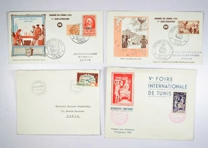 TUNISIA 4 Buste Primo Giorno Enveloppes Premier Jour Tunisie 1953 1955 1957 - Picture 1 of 2