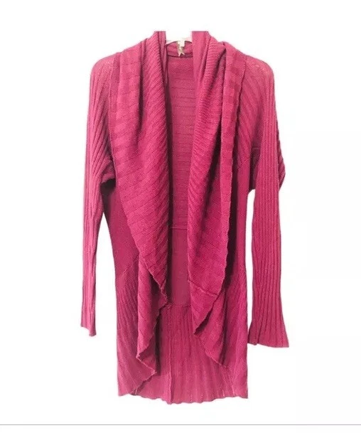 🧣🩷 Cárdigan tejido drapeado frente abierto para mujer manga larga Qi púrpura rosado Foto 1 de 4