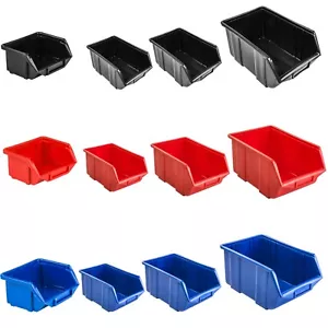 Lagerboxen Stapelboxen 4 Größen Sichtlagerkästen Box Blau Rot Schwarz Kunststoff - Bild 1 von 48