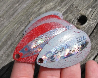 Gray & Red Speckle #8 Indiana Spinner Fire Eye Blades- Lot of 20 PJ105 - Image 1 of 3