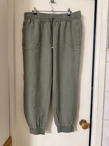 Womens COUNTRY ROAD Olive Green Cuffed Cotton Pants - Size 12 - Picture 1 of 3