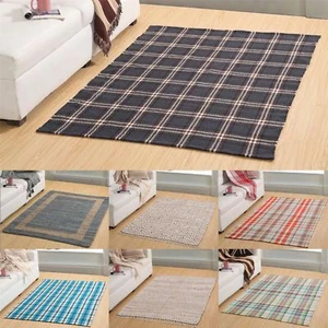 Handwoven Geometric & Checked Pattern Contemorary Style Cotton Hallway Runner - Picture 1 of 36