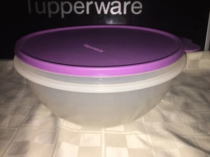 TUPPERWARE Wonderlier Bowl Bowls 10 Cups Purple Berry Seal Color Sheer Bowl New - Picture 1 of 12