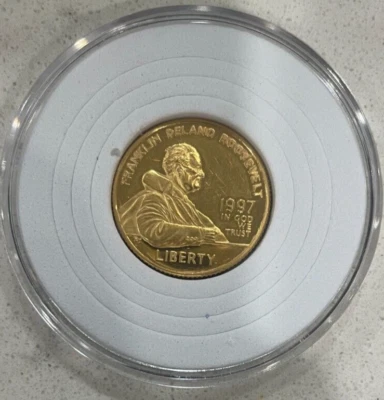 1997-W FRANKLIN DELANO ROOSEVELT COMMEMORATIVE $5 FIVE DOLLAR PROOF GOLD COIN - Image 1 of 2