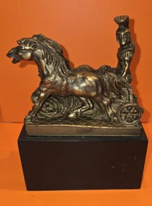 Vintage Rare Roma Rome Roman Greek Spartan Chariot Statue Figure Paperweight - Picture 1 of 6