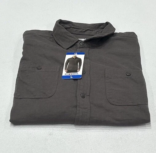 32 Degrees Cool Men's Long Sleeve Button-Up Shirt, Gray, Size L - Image 1 of 4
