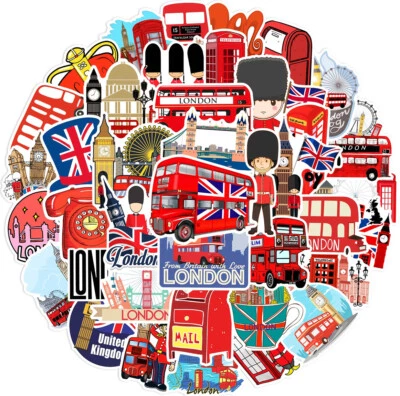 UK NEW LONDON Stickers For Hydro Flask 50X Cartoon Phone Laptop Car Cute Sticker