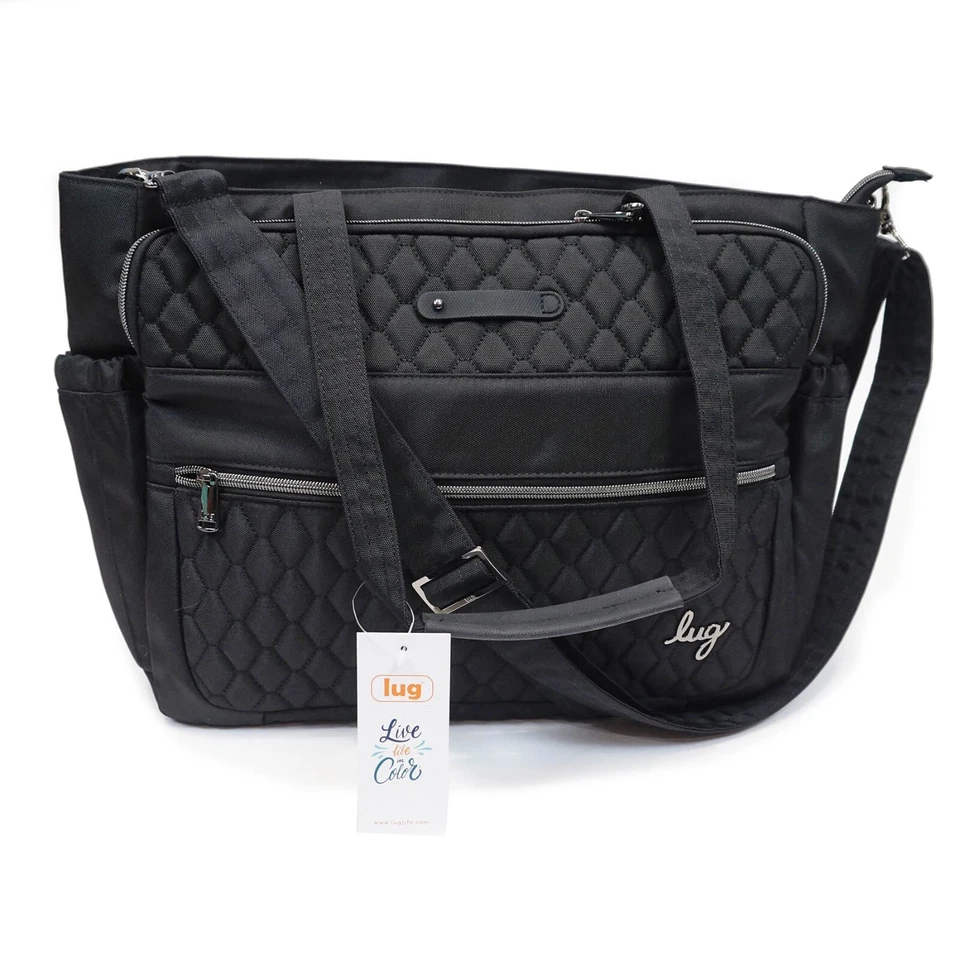 ️ Lug Calypso Black Tote Ultra X Laptop Work Travel Plaid Interior