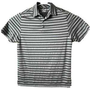 Under Armour UA Heatgear Loose Fit Polo Shirt Gray W/ Black Striped Mens Medium - Picture 1 of 8
