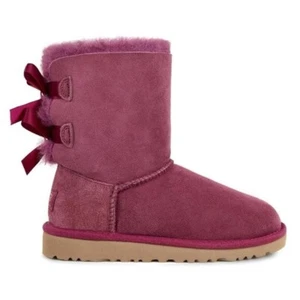 NEW UGG Kid Youth Bailey Bow Boug Satin Sheepskin Fur Lined Short Mid Calf Boot - Picture 1 of 3