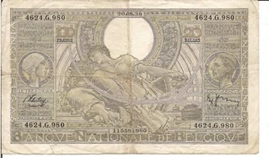 BELGIUM, 100 FRANCS = 20 BELGAS, P#107, 1938 - Picture 1 of 2