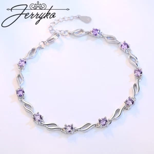 Damen Armband 925 Sterling Silber Kette Frauen Geschenk Zirkon Schmuck - Bild 1 von 7