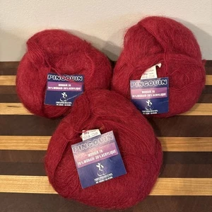 Pingouin Mohair 70% Mohair 30% Acrylic Yarn Made in France Maroon Color - Picture 1 of 4