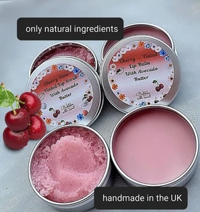 Hydrating,Beeswax Cherry Lip Balm , Natural Avocado Butter,Handmade UK 20g - Picture 1 of 24