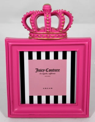 Juicy Couture 家庭相框带皇冠适合 4x4 图片。  6英寸高 — 第 1/4 张图片