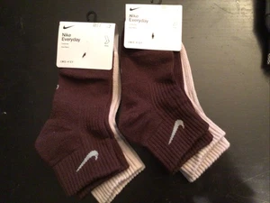 4 pares de calcetines tobilleros Nike rosa borgoña para jóvenes niñas niños 5 años-7 años - Imagen 1 de 5