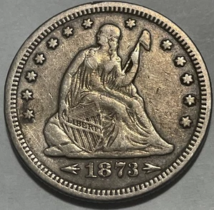 1873 Seated Liberty Quarter - With Arrows - VF+ Details. (lot 84) - Picture 1 of 2