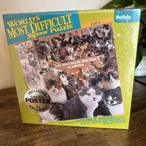 New Sealed World's Most Difficult 500 Piece Puzzle-Cats Edition Double Sided USA - Picture 1 of 6