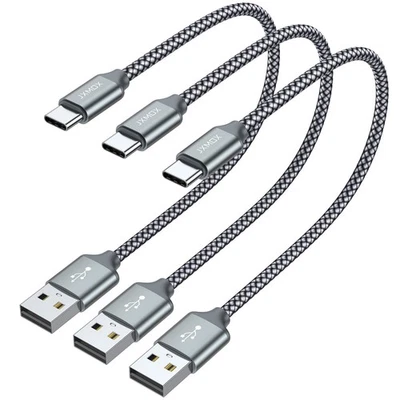 JXMOX Short USB C Cable (1ft 3-Pack), USB A to Type-C Charger Cord 3.1A Fast - Image 1 of 4