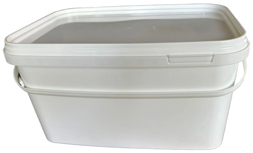 5 Liter Eimer rechteckig mit Deckel weiß Behälter Kunststoffeimer - Bild 1 von 1
