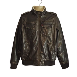 Giubbotto Bomber Uomo Levi Strauss Foderato Sherpa Ecopelle Aviatore Taglia:Media - Foto 1 di 8