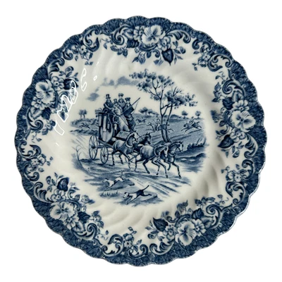 Johnson Bros England Blue Coaching Scenes Ironstone Hunting Country Plate - Image 1 of 4