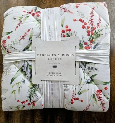 Coles y Rosas Navidad Edredón Rey - Bayas Rojas y Verdes Casa Vacaciones Foto 1 de 4