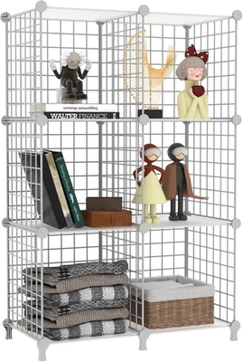 Organizadores de armario de alambre de almacenamiento de 6 cubos hágalo usted mismo estantes de almacenamiento apilables estantería cabina Foto 1 de 4