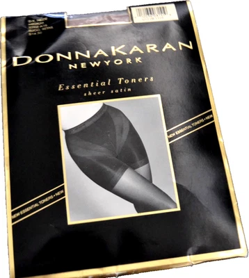 DONNA KARAN Pantyhose Essential Toners D.K NUDE A16 Sheer Satin Size MEDIUM Vtg - Image 1 of 4