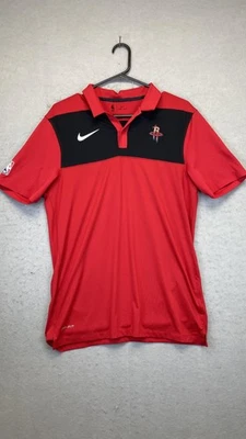 Houston Rockets Shirt Mens Small Red Black NBA Basketball Dri-FIT Polo Nike - Image 1 of 4
