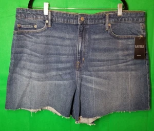 Lauren Ralph Lauren Cut Off Raw Hem High Rise Denim Shorts -NWT Women’s Size 20 - Picture 1 of 11