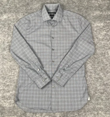 John Varvatos USA Shirt Mens 15.5 32/33 Gray Long Sleeve Windowpane Textured - Image 1 of 4