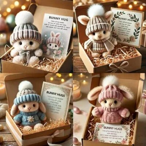 Mini Bunny Hug Easter Gift BunnyPlush Pocket Hug Rabbit with Positive Cards US - Picture 1 of 16
