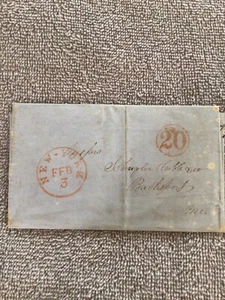 1850 New York to Bucksport ME 20 Circle Rate Handstamp stampless letter C#HM - Bild 1 von 4
