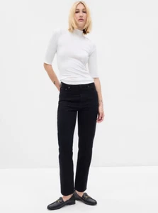 GAP 90's High Rise Cheeky Straight Black Jean Size 8 SHORT -MSRP $80 - Y2k Vibe - Picture 1 of 6