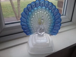 Vintage Cristal d’Arques French Lead Crystal Glass Peacock Ornament Blue - Picture 1 of 6