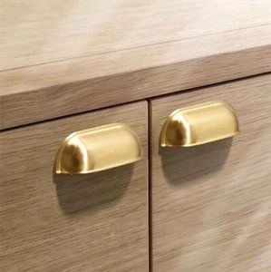 Secchio porta armadio ottone massiccio conchiglia dorata maniglia armadio pomello maniglia estraibile - Foto 1 di 7