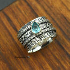 Blue Topaz Ring 925 Sterling Silver Spinner Ring Mediation Handmade Jewelry WV30