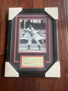 LOU BOUDREAU HAND SIGNED AUTO CANCELLED CHECK FRAMED & MATTED 19X14" - Picture 1 of 4