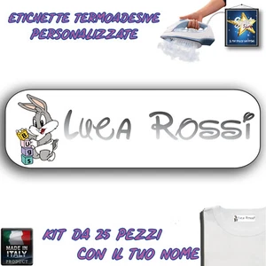 ETICHETTE TERMOADESIVE PERSONALIZZATE 25 PEZZI ASILO SCUOLA NIDO BIMBO BAMBINO - Foto 1 di 1