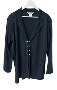 Misook Black with Gold Button 100% Acrylic Blazer Cardigan Women's size 2X - Picture 1 of 9