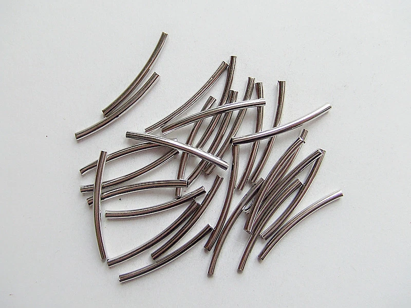30pz perline ottone spacer separatori  tubo 25x2mm colore argento scuro - Immagine 1 di 1