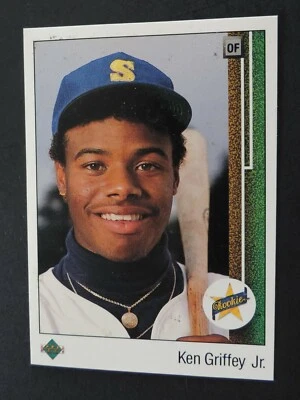 1989 UPPER DECK KEN GRIFFY JR. ERRO DE CARTÃO DE NOVATO DUPLA EXPOSIÇÃO RARO L@@K B - Imagem 1 de 2