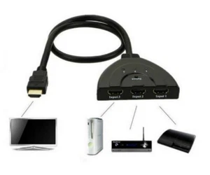 1080P HDMI Male to 3 Ports HDMI Female Auto Switcher Splitter Converter Adapter - Foto 1 di 5
