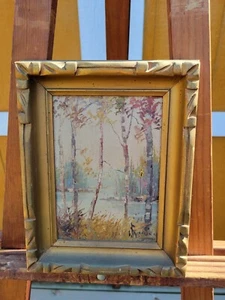 Vtg OIL ON FRAME Signed ORIGINAL Scenery Landscape Tree Water Nature PAINTING - Picture 1 of 7
