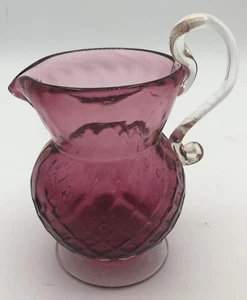 Vintage Murano Hand Made Cranberry Glass Pitcher Bullicante Gold Flake - Picture 1 of 10